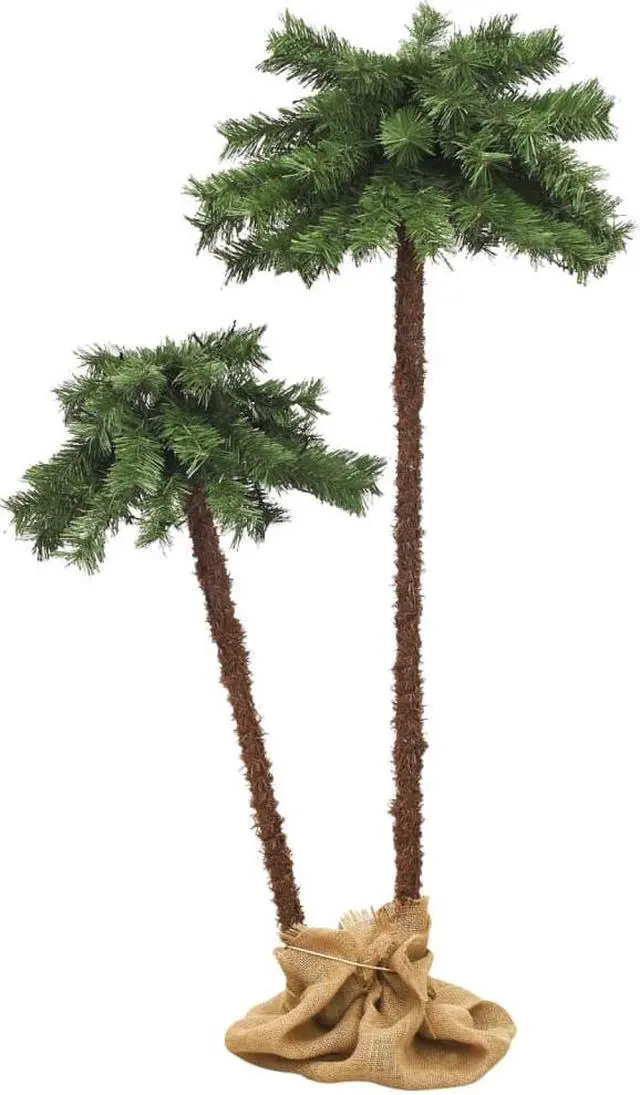 Alt view image 8 of 16 - vidaXL Artificial Double Palm Tree with LEDs 41.3"&70.9"