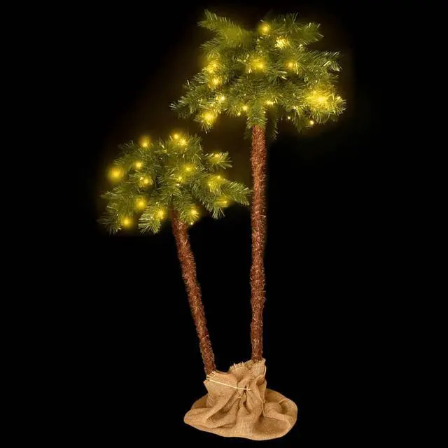 Alt view image 9 of 16 - vidaXL Artificial Double Palm Tree with LEDs 41.3"&70.9"