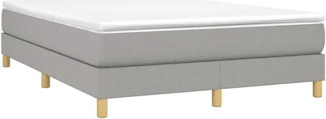 Alt view image 15 of 20 - vidaXL Bed Frame Light Grey 100% polyester fabric, plywood, engineered wood