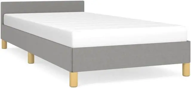 Alt view image 8 of 18 - vidaXL Bed Frame with Headboard Light Gray 39.4"x79.9" Twin XL Fabric
