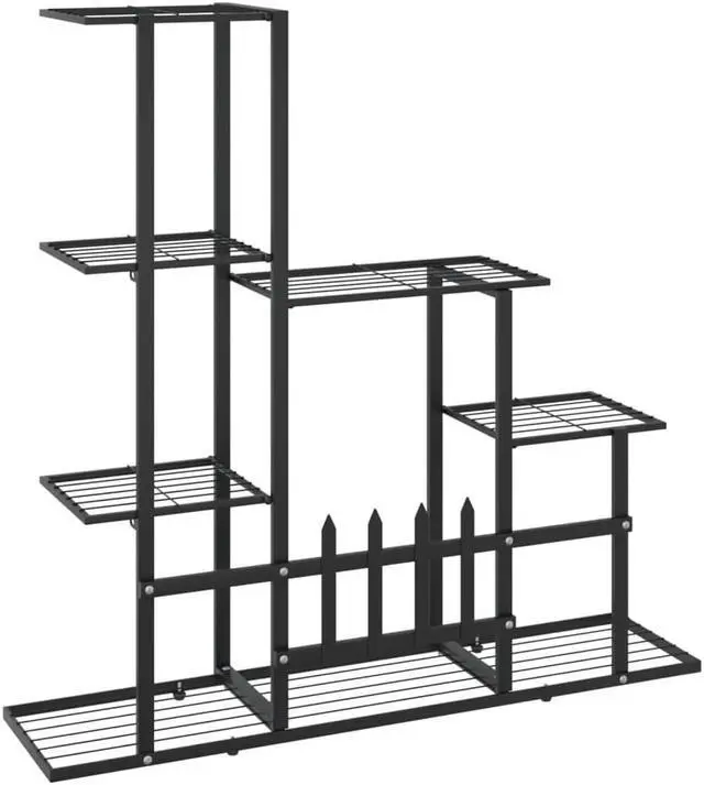 Alt view image 10 of 13 - vidaXL Flower Stand 37.2"x9.8"x34.6" Black Metal
