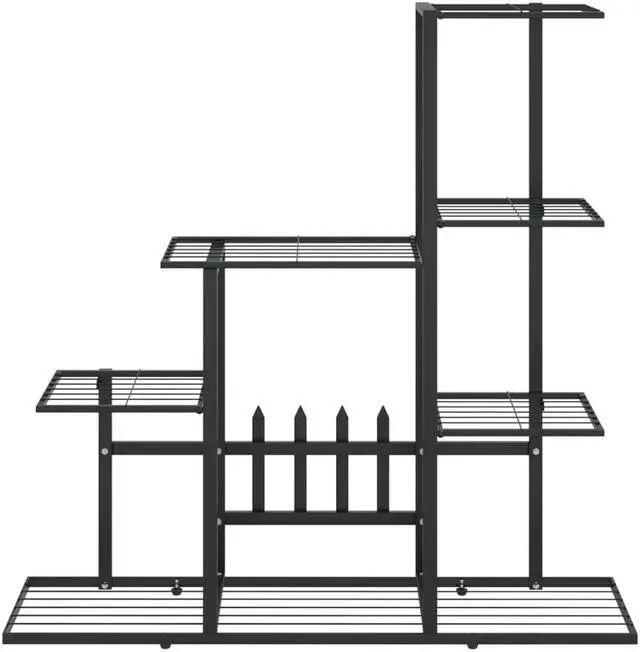 Alt view image 8 of 13 - vidaXL Flower Stand 37.2"x9.8"x34.6" Black Metal