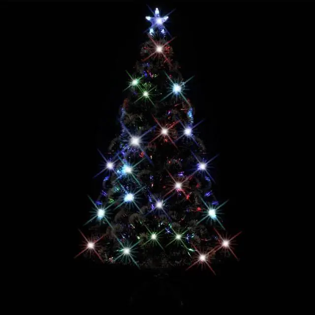 Alt view image 7 of 16 - vidaXL Pre-lit Christmas Tree Xmas Tree Decoration Green and White Fiber Optic