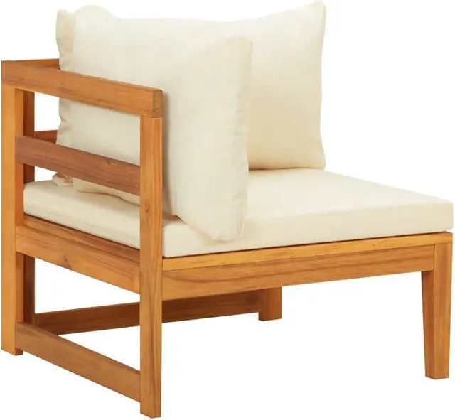 Alt view image 10 of 19 - vidaXL Corner Sofa with Cream White Cushions Solid Acacia Wood