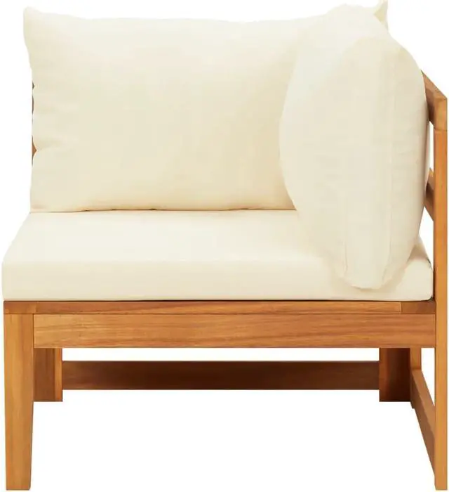 Alt view image 9 of 19 - vidaXL Corner Sofa with Cream White Cushions Solid Acacia Wood