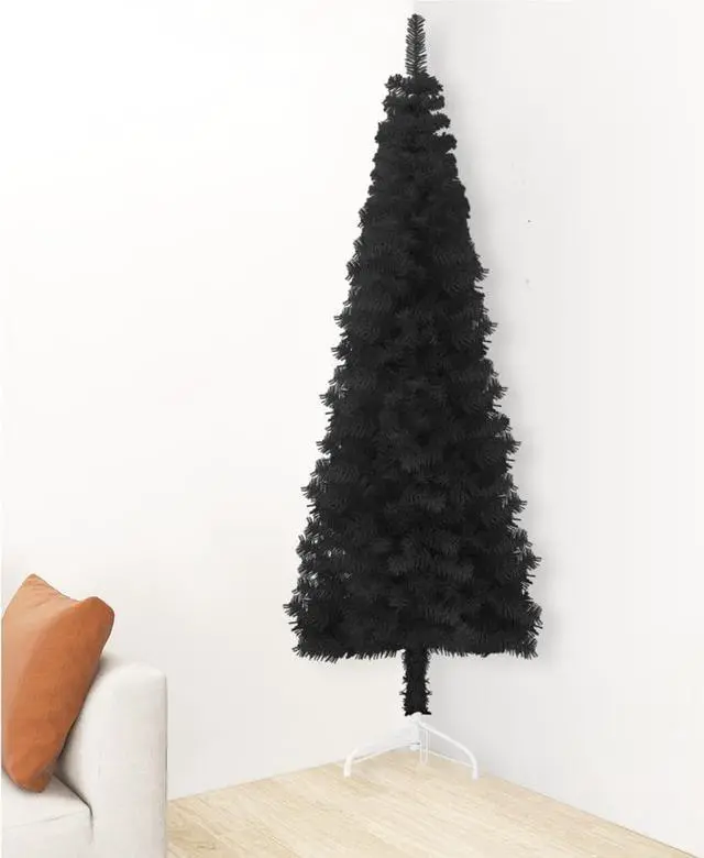 Alt view image 6 of 12 - vidaXL Christmas Tree Decor Slim Artificial Half Xmas Tree with Stand Black