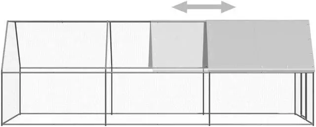 Alt view image 10 of 11 - vidaXL Outdoor Chicken Cage 6.6'x19.7'x6.6' Galvanized Steel