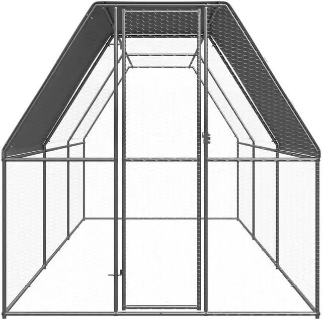 Alt view image 8 of 11 - vidaXL Outdoor Chicken Cage 6.6'x19.7'x6.6' Galvanized Steel