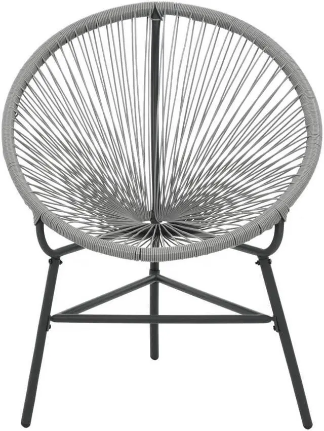 Alt view image 16 of 18 - vidaXL Patio Moon Chair Outdoor Acapulco Chair with Steel Frame Poly Rattan Gray