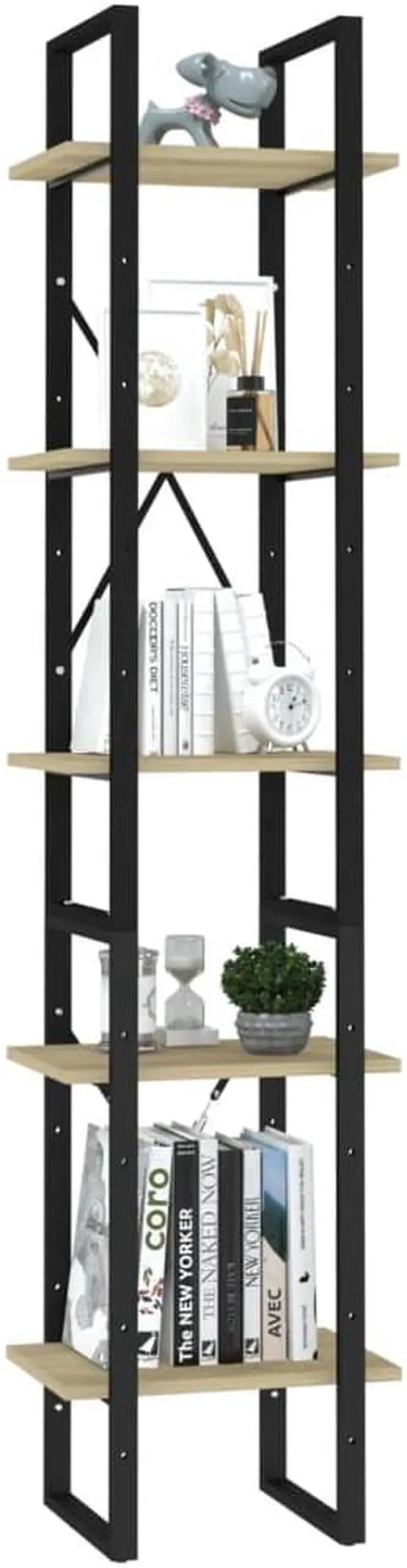 Alt view image 7 of 11 - vidaXL 5-Tier Book Cabinet Sonoma Oak 15.7"x11.8"x68.9" Engineered Wood