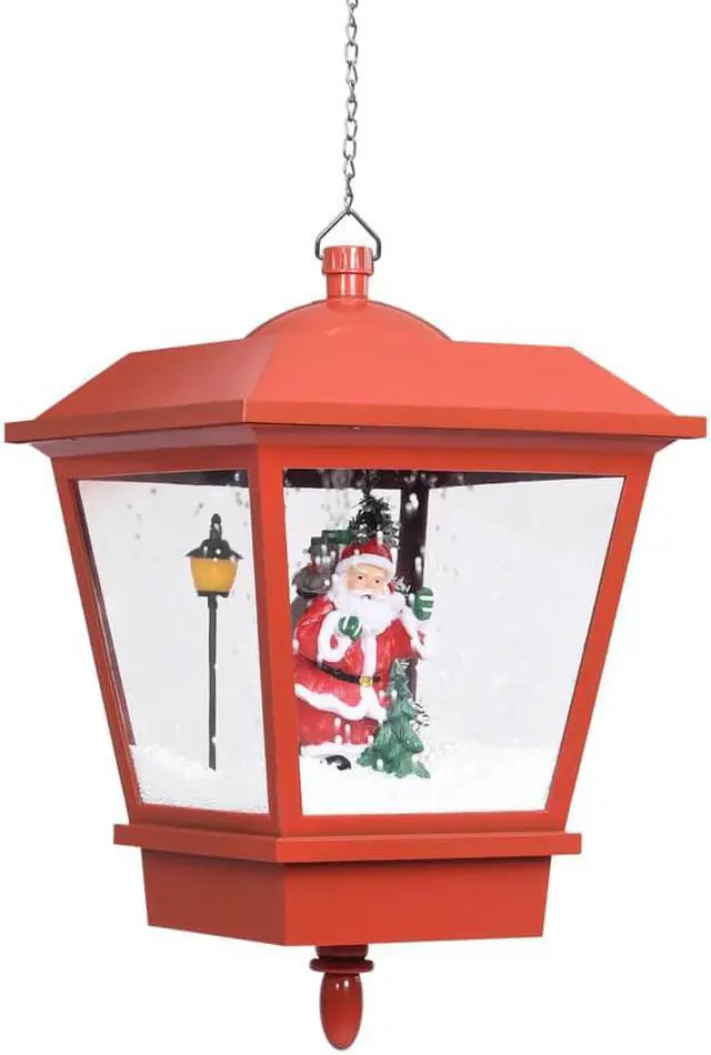 Alt view image 8 of 16 - vidaXL Christmas Lighting Hanging Lamp Holiday Street Lamp with Santa Red