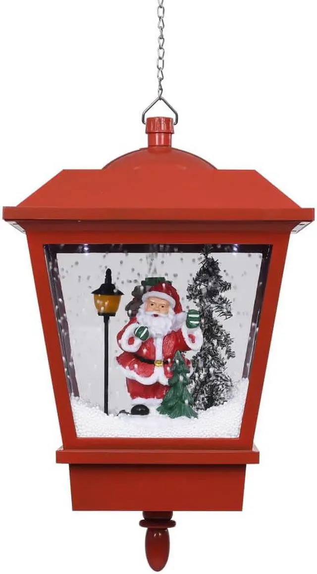 Alt view image 9 of 16 - vidaXL Christmas Lighting Hanging Lamp Holiday Street Lamp with Santa Red