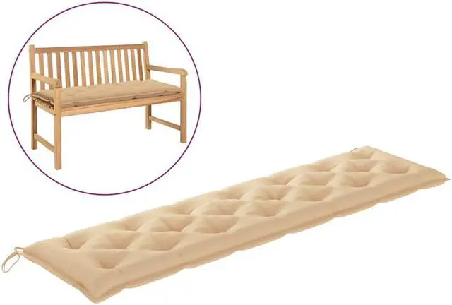 Alt view image 11 of 17 - vidaXL Bench Cushion Outdoor Water Repellent Bench Cushion Beige Oxford Fabric