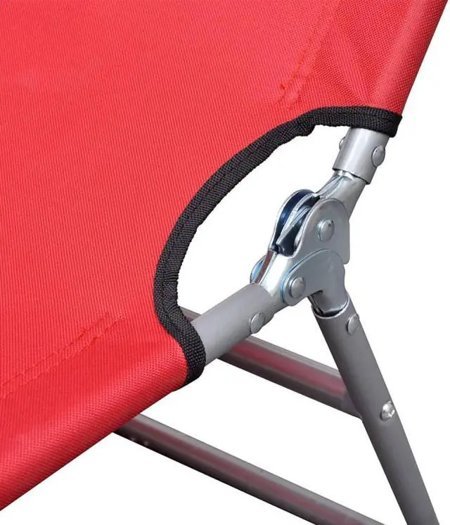 Alt view image 6 of 10 - vidaXL Folding Sun Lounger with Head Cushion Powder-coated Steel Red