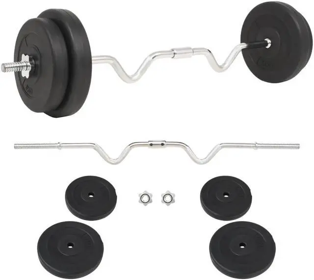 Alt view image 6 of 10 - vidaXL Barbell Set 66.1 lb