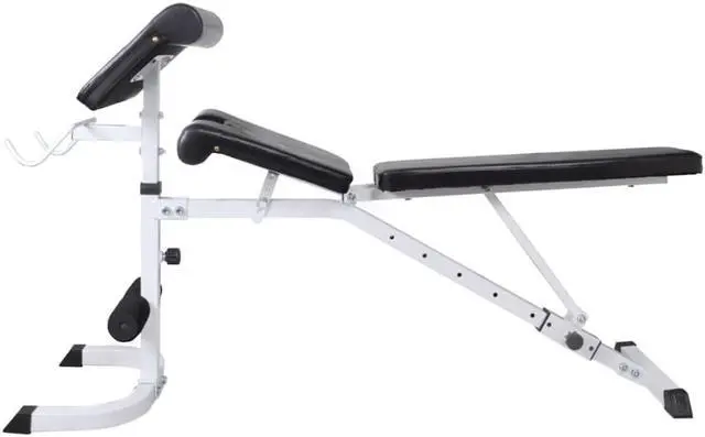 Alt view image 3 of 10 - vidaXL Workout Bench with Weight Rack, Barbell and Dumbbell Set 198.4 lb