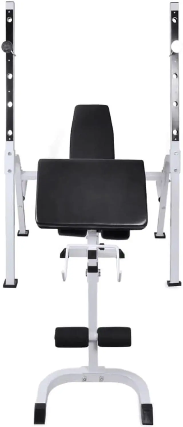 Alt view image 4 of 10 - vidaXL Workout Bench with Weight Rack, Barbell and Dumbbell Set 198.4 lb