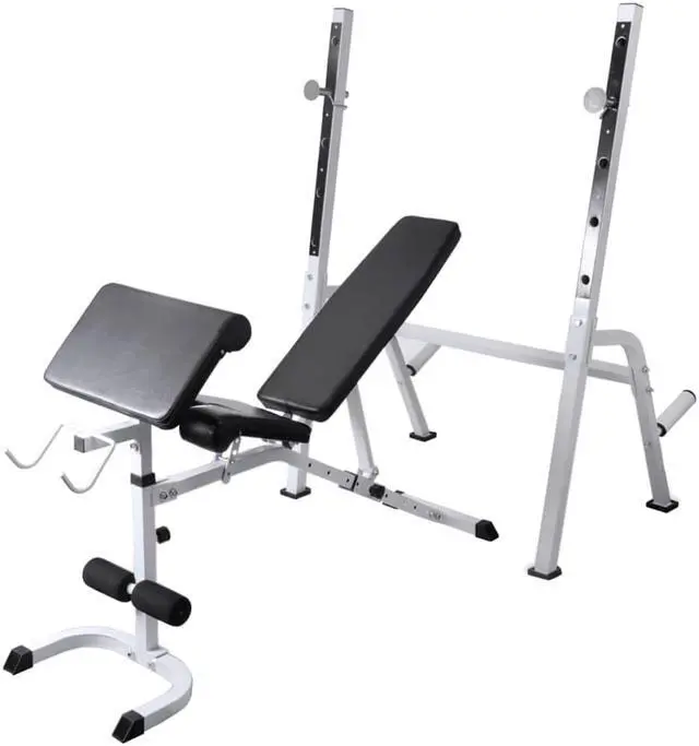 Alt view image 2 of 10 - vidaXL Workout Bench with Weight Rack, Barbell and Dumbbell Set 198.4 lb