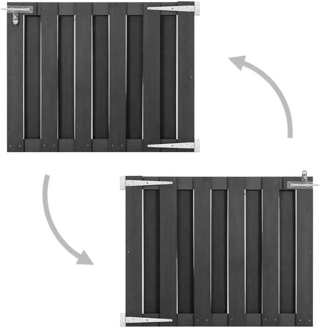 Alt view image 8 of 12 - vidaXL Garden Gate WPC 39.4"x31.5" Gray