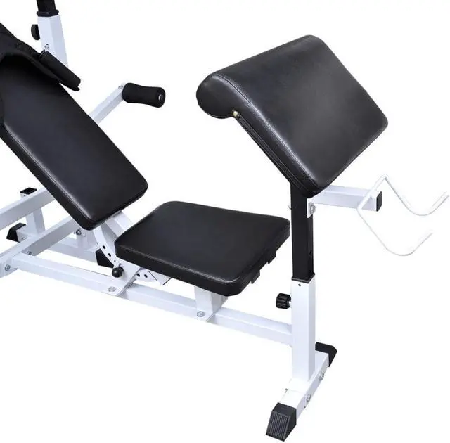 Alt view image 4 of 11 - vidaXL Weight Bench with Weight Rack, Barbell and Dumbbell Set 264.6 lb