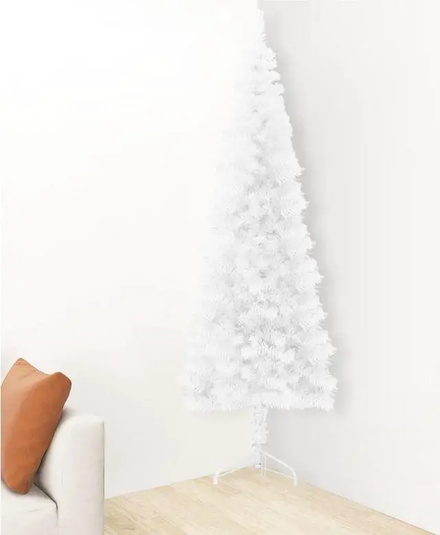 Alt view image 4 of 13 - vidaXL Christmas Tree Decor Slim Artificial Half Xmas Tree with Stand White