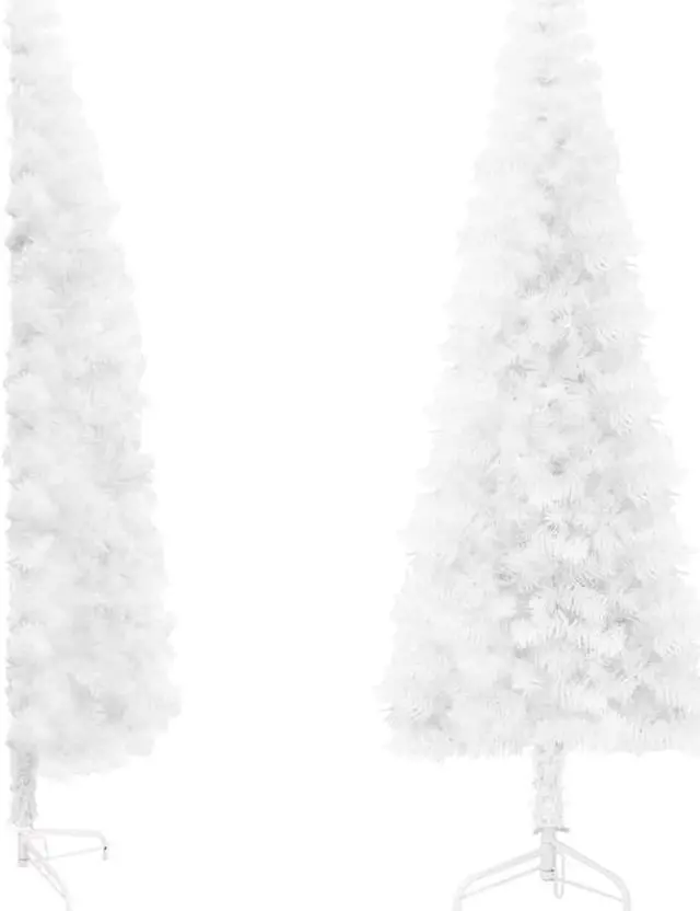 Alt view image 3 of 13 - vidaXL Christmas Tree Decor Slim Artificial Half Xmas Tree with Stand White
