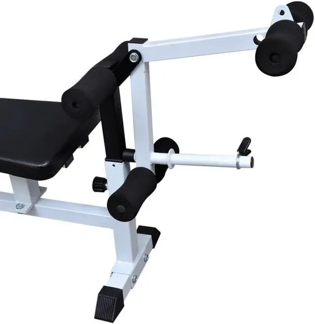 Alt view image 4 of 10 - vidaXL Weight Bench with Weight Rack, Barbell and Dumbbell Set 198.4 lb