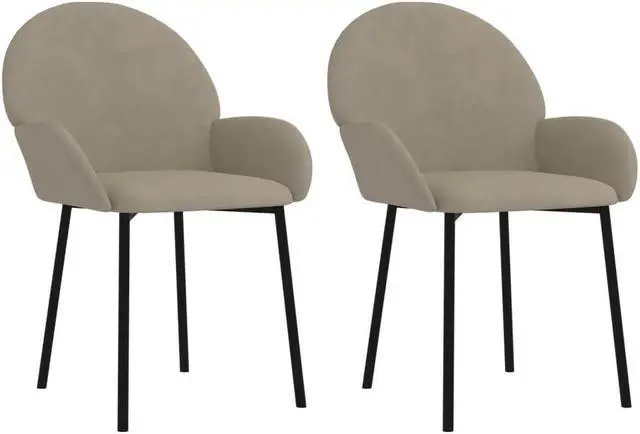 Alt view image 15 of 16 - vidaXL Dining Chairs 2 Pcs Accent Chair for Living Room Light Gray Velvet