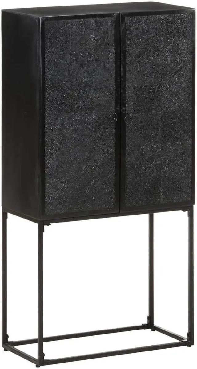 Alt view image 5 of 18 - vidaXL Sideboard Kitchen Storage Cabinet Black Solid Wood Acacia and Mango