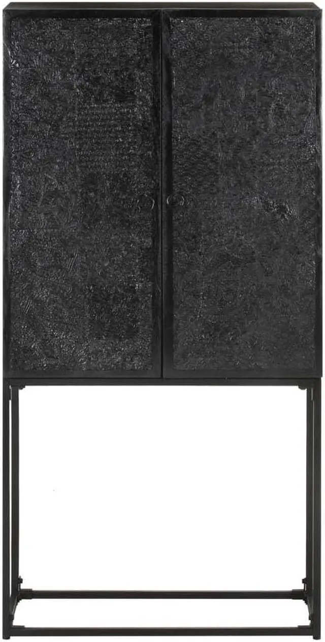 Alt view image 7 of 18 - vidaXL Sideboard Kitchen Storage Cabinet Black Solid Wood Acacia and Mango