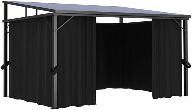 Alt view image 9 of 10 - vidaXL Gazebo with Curtain 13.3'x9.6'x8' Anthracite