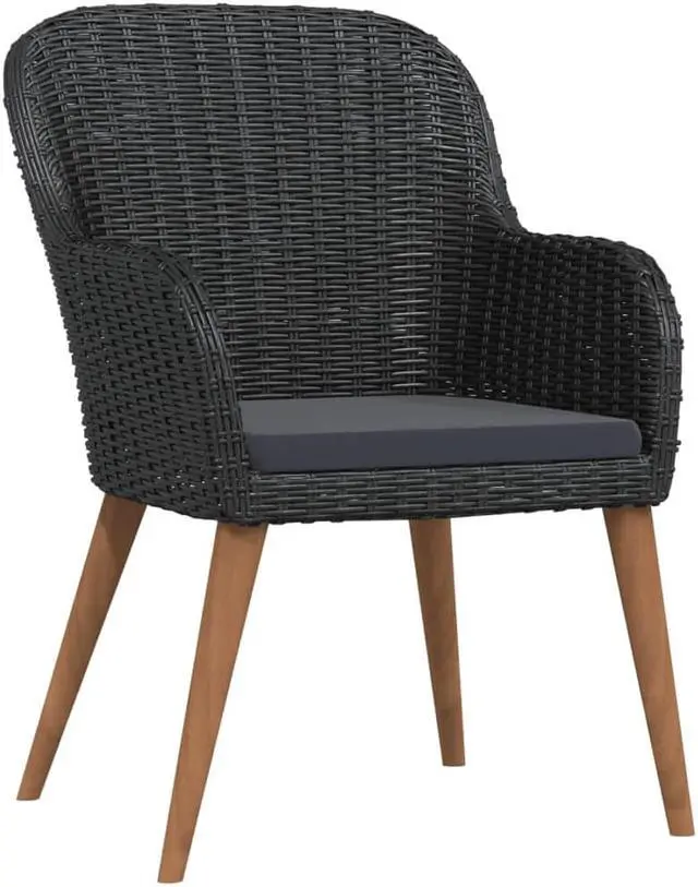 Alt view image 9 of 12 - vidaXL 3 Piece Patio Dining Set with Cushions Black