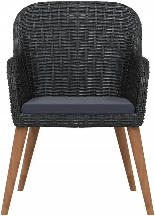 Alt view image 10 of 12 - vidaXL 3 Piece Patio Dining Set with Cushions Black