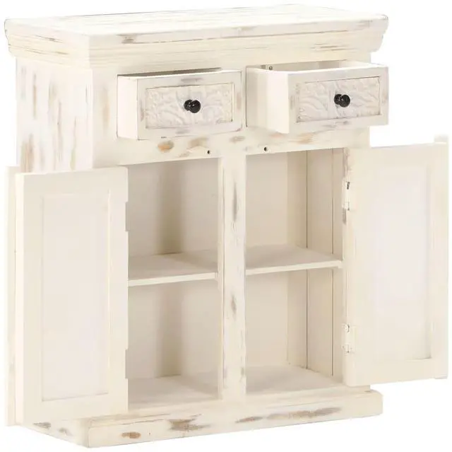 Alt view image 14 of 18 - vidaXL Sideboard Storage Side Cabinet for Living Room White Solid Wood Mango
