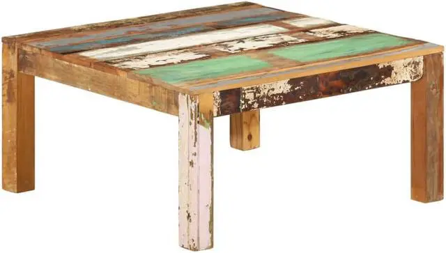 Alt view image 7 of 18 - vidaXL Coffee Table 31.5"x31.5"x15.7" Solid Reclaimed Wood