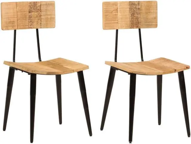 Alt view image 7 of 10 - vidaXL Dining Chairs 2 pcs 17.3"x15.7"x31.5" Solid Wood Mango