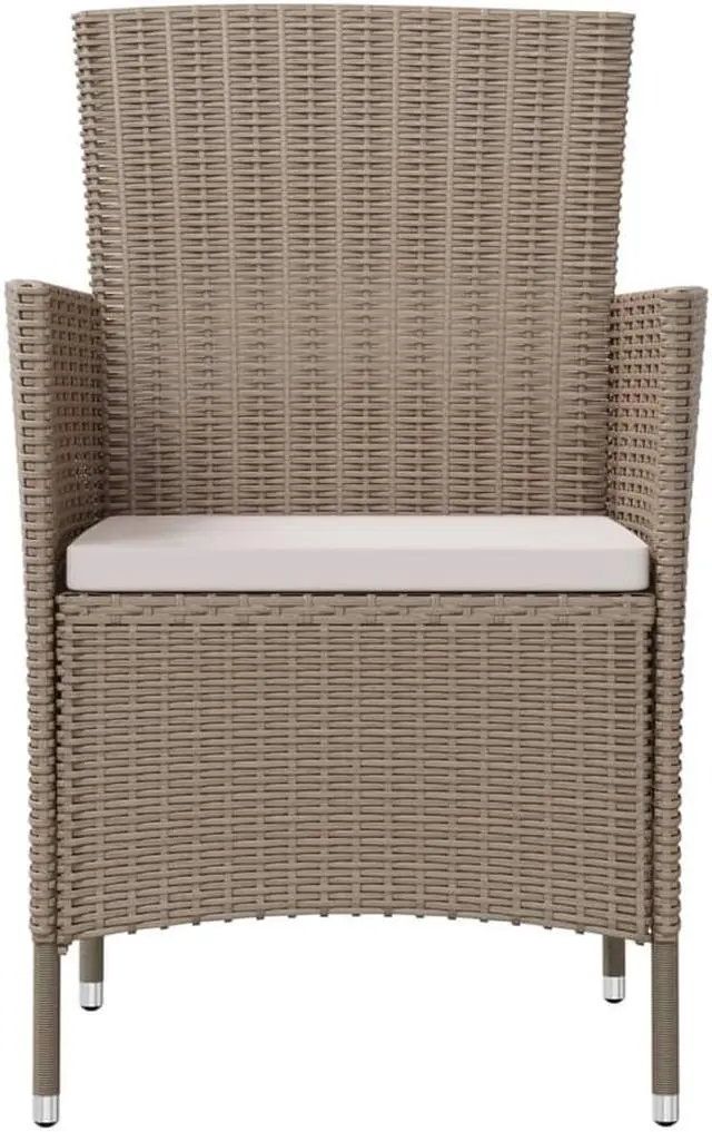Alt view image 9 of 18 - vidaXL Patio Chairs with Cushions 2 pcs Poly Rattan Beige