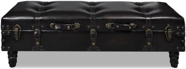 Alt view image 9 of 12 - vidaXL Storage Bench 43.7" Dark Brown Solid Wood Pine&Faux Leather