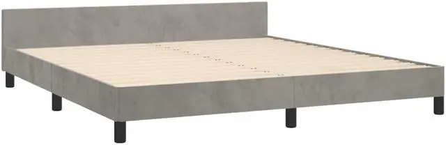 Alt view image 10 of 18 - vidaXL Bed Frame with Headboard Light Gray 76"x79.9" King Velvet