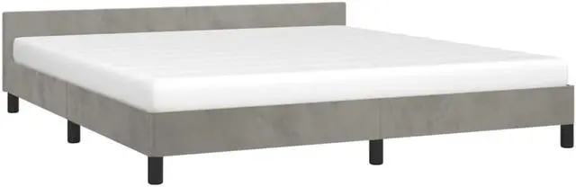 Alt view image 9 of 18 - vidaXL Bed Frame with Headboard Light Gray 76"x79.9" King Velvet