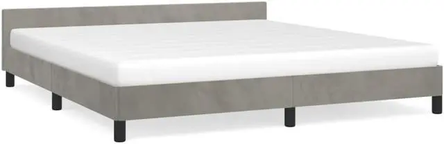 Alt view image 8 of 18 - vidaXL Bed Frame with Headboard Light Gray 76"x79.9" King Velvet