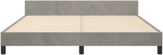 Alt view image 11 of 18 - vidaXL Bed Frame with Headboard Light Gray 76"x79.9" King Velvet