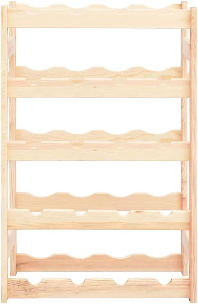 Alt view image 2 of 14 - vidaXL Wine Rack for 20 Bottles Pinewood