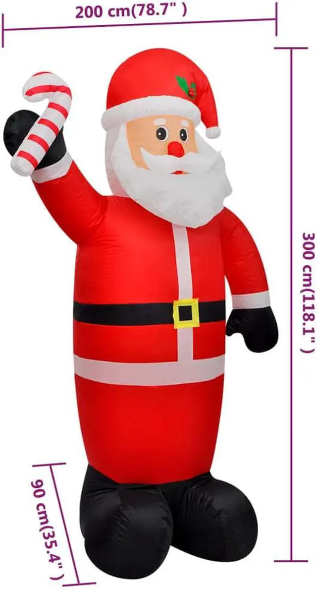 Alt view image 4 of 10 - vidaXL Christmas Inflatable Santa Claus with LEDs 10 ft