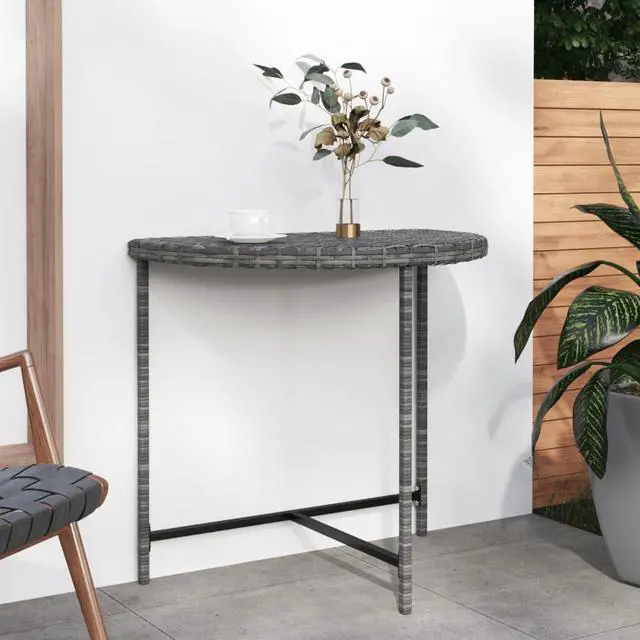 Main image of vidaXL Patio Table Gray 31.5"x19.7"x29.5" Poly Rattan