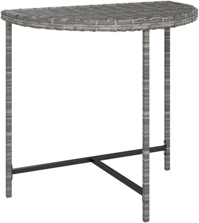 Alt view image 2 of 17 - vidaXL Patio Table Gray 31.5"x19.7"x29.5" Poly Rattan