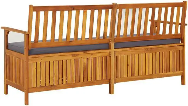 Alt view image 10 of 13 - vidaXL Storage Bench with Cushion 66.9" Solid Wood Acacia