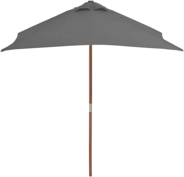 Alt view image 6 of 8 - vidaXL Outdoor Parasol with Wooden Pole 59.1"x78.7" Anthracite