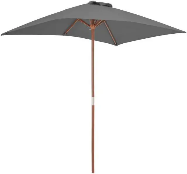 Alt view image 7 of 8 - vidaXL Outdoor Parasol with Wooden Pole 59.1"x78.7" Anthracite