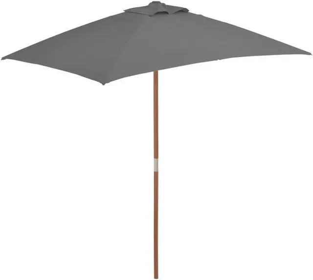 Alt view image 8 of 8 - vidaXL Outdoor Parasol with Wooden Pole 59.1"x78.7" Anthracite